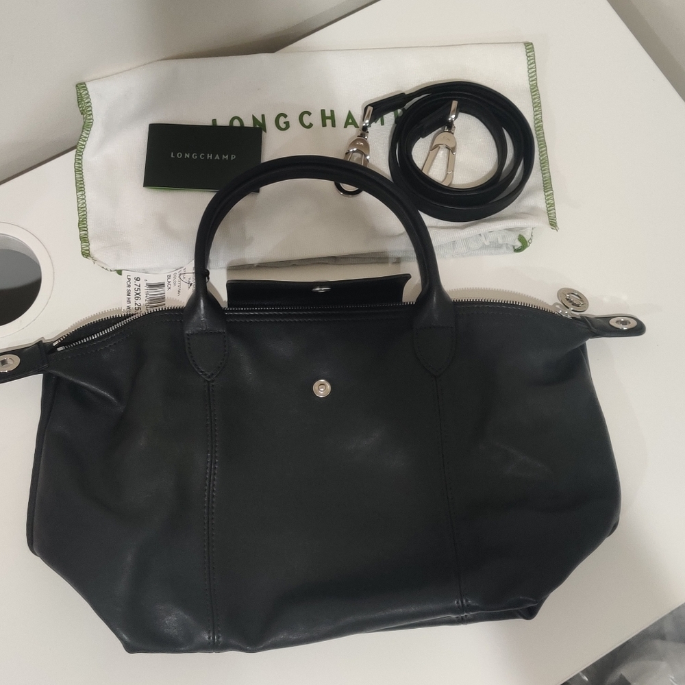 Le Pliage Cuir Leather Shoulder Bag Small